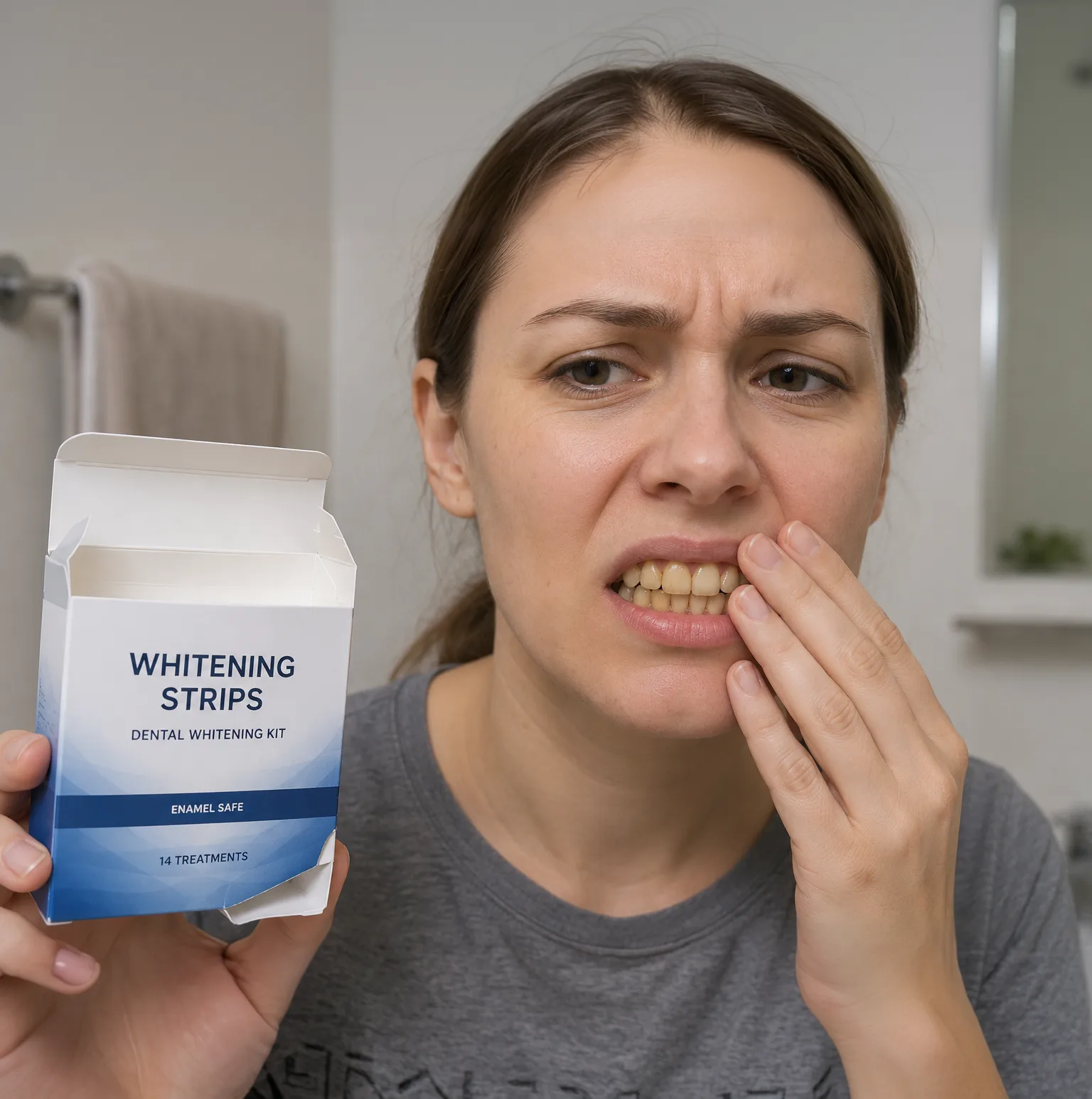 Person struggling with tooth stains